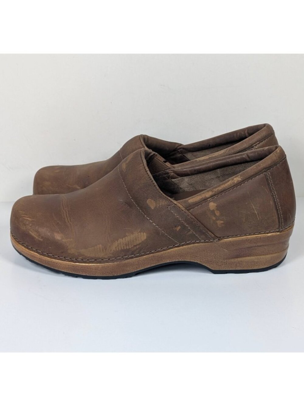 LL Bean Clogs Womens Size 10 Slip On  Round Toe Brown Leather Comfort Mules Shoe - Picture 4 of 7